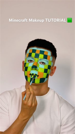 Minecraft Makeup TUTORIAL 🟩🟨#halloweenmakeup #pixelmakeup #minecraft