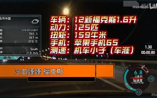 12新福克斯0百加速测试