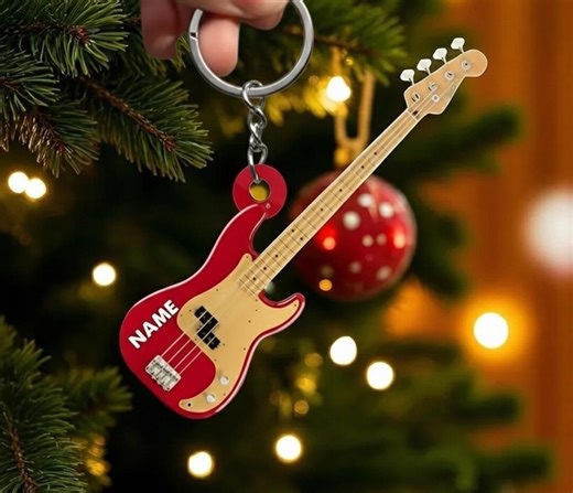 Personalized Bass Guitar Keychain, Custom Name Musician Keychain, Guitar Player Gift 2D Flat - Etsy