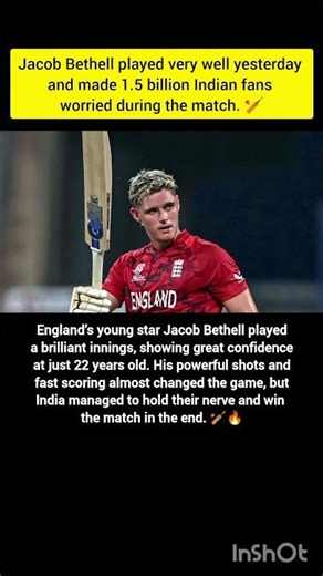 22-Year-Old Jacob Bethell Shocks 1.5 Billion Fans with Fearless Innings! #indvseng #trendingshorts