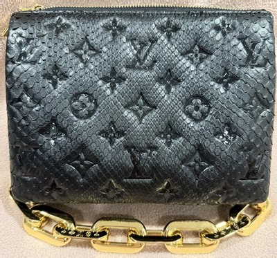 Louis Vuitton Coussin BB Exotic Python Black Monogram Embossed Gold Chain | eBay