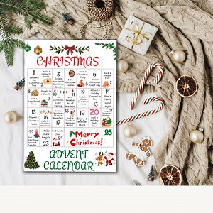 Printable Christmas Advent Calendar | 25-day Holiday Countdown Activity | Kids Family Christmas Fun | Instant Download PDF - Etsy