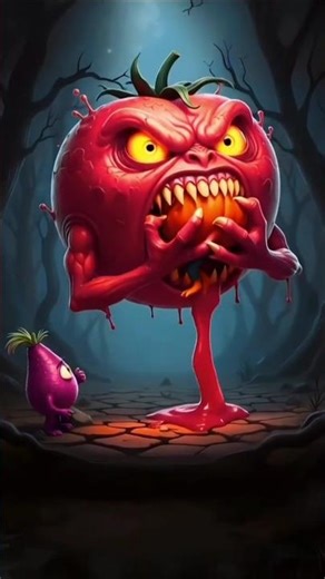 Tiny Pumpkin Gets Devoured by a Giant Tomato! 🔥🍅🎃