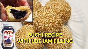 623K views · 1K reactions | Yummy buchi with ube jam filling  Ingredients: 1 1/4 cup hot water 3 1/2 cup glutinous rice flour (malagkit rice) 3/4 cup mashed sweet potato (kamote) 1/2 cup white sugar ube halaya jam for filling sesame seeds cooking oil for frying | My Simple Recipe | Facebook