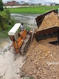 Professional Operators Perform High-Risk Bulldozer Dump Truck Rescue! | Bulldozer Tricks