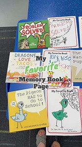 Explore a favorite page in our preschool memory book where students showcase their artistic growth! In this delightful project, each child selects their favorite book, placing it next to them for reference. They carefully copy the title and try their hand at recreating the cover illustration. This activity not only highlights their ability to focus on details but also beautifully illustrates how much they've grown over the year. | Preschool Vibes