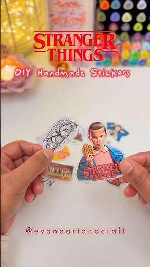 DIY Handmade Stranger Things Stickers ❤️🖤 Cute Aesthetic Craft #diy #craft #viral