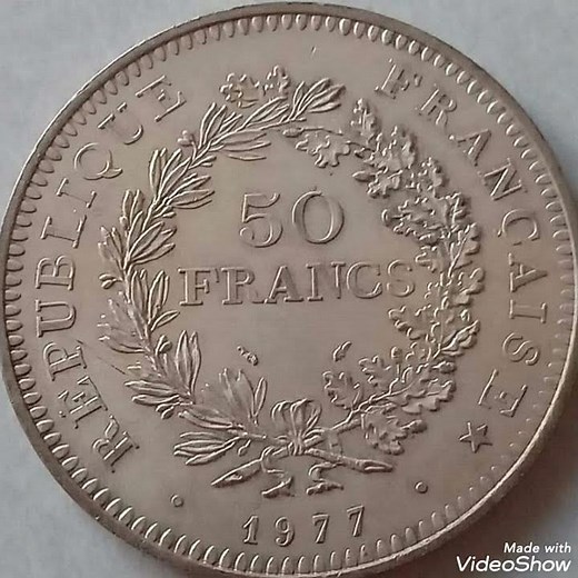 50 Francs 1977 Frensch, coin value and price rare.