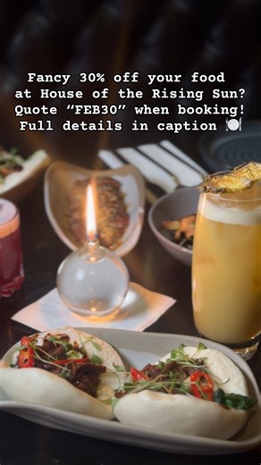 House of the Rising Sun | Restaurant on Instagram: "Who wants 30% off?🌟 Exclusively for February, eat with us anytime Monday - Thursday and get 30% off your food when you quote "FEB30" in your reservation notes or over the phone at booking! 🍲 Tag someone to get that overdue catch-up sorted 🖤 #Shropshire #ShropshireNightlife #ShropshireBars"