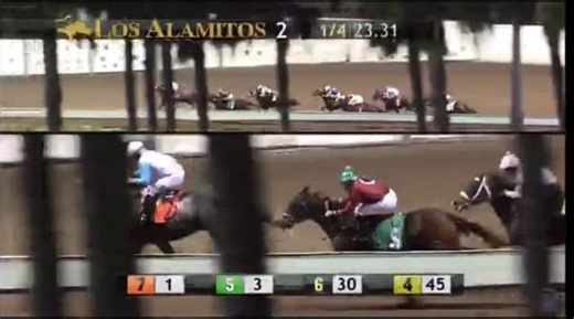 Going Great Guns takes advantage of an opening and goes on to win race 2. | Los Alamitos Race Course
