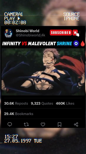 Infinity vs Malevolent Shrine 🧿🩸 #JujutsuKaisen #Gojo #Sukuna