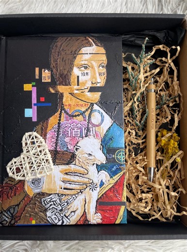 Art Notebook & Bamboo Pen Gift Set 10x10x2 In, Handmade Journal With Artistic Cover - Etsy