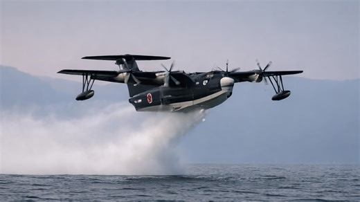 Japan’s amphibious plane lands and takes off on water
