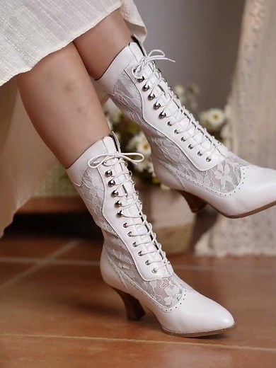 Handmade Victorian Edwardian Lace-up Gothic Lolita Boots for Women 70mm Spool Heel #victoriadesign