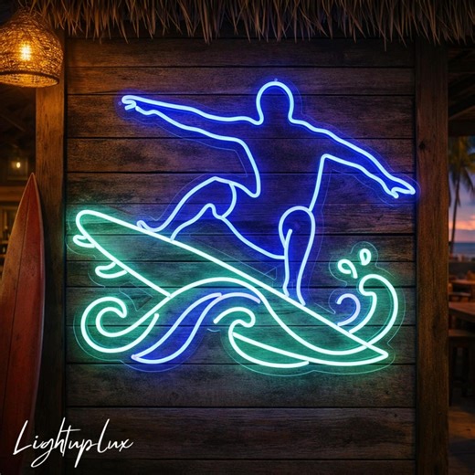 Surfing Neon Sign, Surfer LED Wall Art for Beach Bar Game Room or Coastal Decor, Gift for Surf Lovers - Etsy