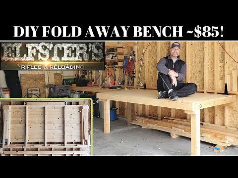 DIY FOLD AWAY 4'X8' BENCH FOR ABOUT $85! GARAGE STORAGE!