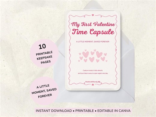 My First Valentine Time Capsule Printable | Baby Valentine | Handprint Keepsake | New Baby Gift | Parenting Journal | Editable Canva - Etsy Australia