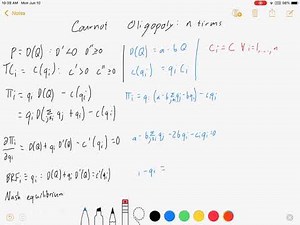 Cournot Competition (n firms and plenty of calculus)