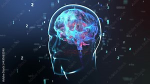 3d animation of the human brain. Futuristic brain interface concept. Scan technology.
