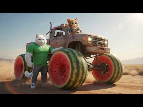 Kaka with his Monster truck: From Watermelon Wheels to Red Fire!