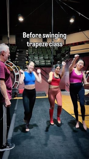 We give this class our all 💀 Before and after the most fun but tiring circus class #swingingtrapeze