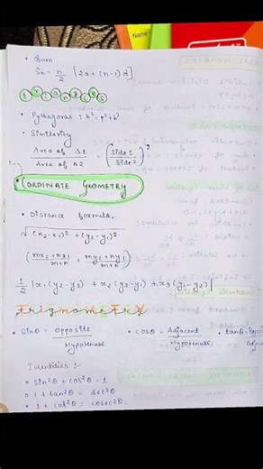 All Important Maths Formulas | Class 10 CBSE #shorts #maths