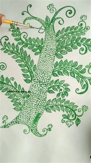 Monochrome Tree Painting 🌳 #shorts @krishna_ecstatic_art