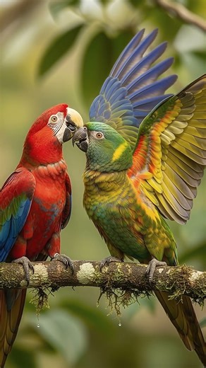 Colorful Parrot Pair | Beautiful Tropical Birds in Nature