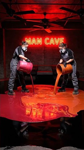 Epoxy floor orange and red