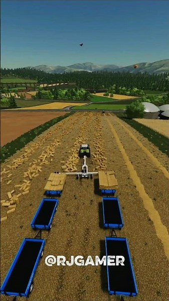 6 Trailers Loading Mini Bales at Once! 🤯 | FS22 | #fs22 #shorts