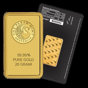 20g Gold Bar Black Certicard | Perth Mint - Gold Bullion Co