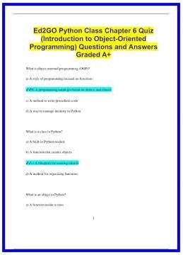 Ed2GO Python Class Chapter 6 Quiz Introduction to ObjectOriented Programming Questions and Answers G