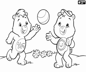 Care bears with a ball coloring page printable game