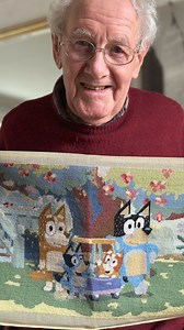 153K views · 4.8K reactions | Geoff is back with his finished brilliant creation! 300 hours of love and care went into making this stunning Heeler tapestry  #Bluey | Bluey | Facebook