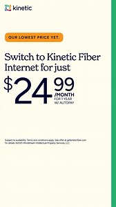 Get ultra-fast, reliable internet for only $24.99/mo for 1 yr w/ AutoPay when you switch to Kinetic today. | Kinetic Internet