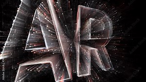 4k AR Augmented Reality word company brand logo tag cloud;binary computer code.The Matrix binary text design animation;changing from zero to one digits;abstract tech background.