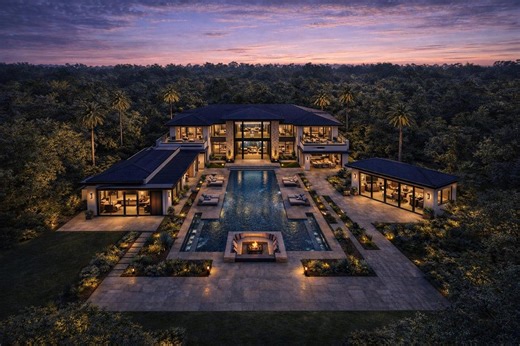 Luxury Courtyard Estate House Plans | Modern U-shaped Mansion Blueprint | 7 Bedroom Luxury Home Design | Atrium Courtyard Pool House Plans - Etsy