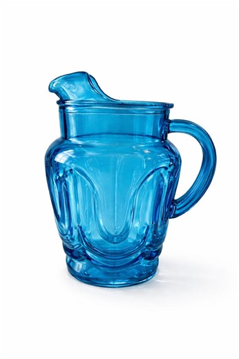 Vintage Anchor Hocking Colonial Tulip Glass Drink Pitcher Laser Blue - Etsy