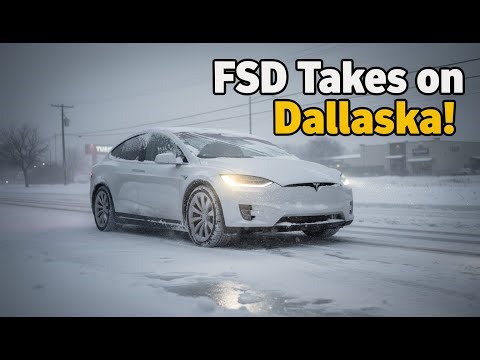 Tesla FSD 14.2.2.3 vs ❄️ Dallas Winter Storm