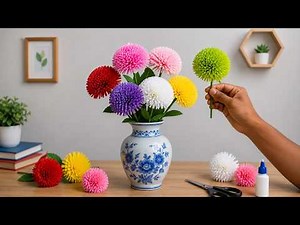 DIY Crepe Paper Flower Making For Home Decor | Origami Flowers Easy | Paper Crafts