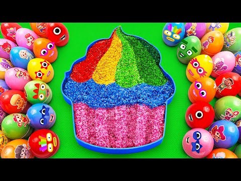 Satisfying ASMR | Making Rainbow Ice Cream Bath with Mix Glitter SLIME in Rainbow Eggs CLAY Coloring