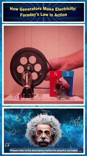 How Generators Make Electricity: Faraday’s Law in Action ⚡🧲 #physicsexplained #physicsshorts