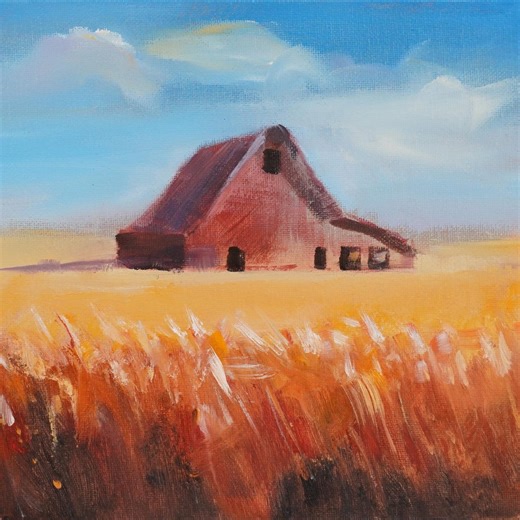 Red Barn in a Field Original Oil Painting: Farm Landscape Artwork, Contemporary Impressionist Wall Art - Etsy Canada