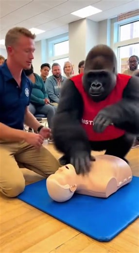 Gorilla Teaches CPR… and Destroys the Dummy! 🦍💥😂