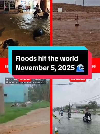 Floods hit the world — November 5, 2025 🌊💦 Catastrophic flooding is ravaging multiple nations: Thailand's streets turned into rivers, Libya's landscapes submerged, Greece battling torrential downpours, and Indonesia's cities underwater. The world is witnessing an unprecedented series of disasters. This isn't just extreme weather — it's part of a larger planetary shift. Allatra scientists warn of a 12,000-year cycle of cataclysmic changes 🌍💥. The truth is, solutions exist: from controlled vol