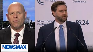 "1776 kids lecture 1984 kids, and it could not have been better, and they had it coming." Brig. Gen. Blaine Holt (Ret.) and Fred Fleitz praised Vice President JD Vance's speech blasting Europeans' lack of commitment to democracy on Friday's "Carl Higbie FRONTLINE." | NEWSMAX