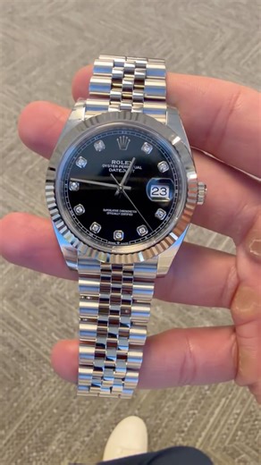 Rolex Stainless Steel Datejust 41 Black Diamond Dial Oyster Bracelet 126334