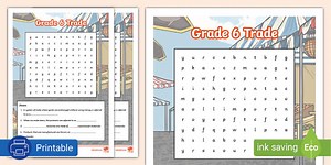 Grade 6 Geography Trade Wordsearch