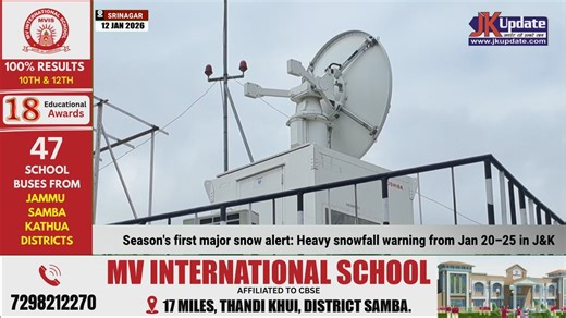 Season's first major snow alert: Heavy snowfall warning from Jan 20–25 in J&K | Jkupdate News