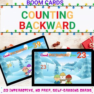Counting Backward from a given number Christmas Math Boom Cards Math Games